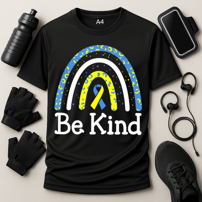 Be Kind Rainbow World Down Syndrome Awareness Day Cooling Performance Crew T-Shirt