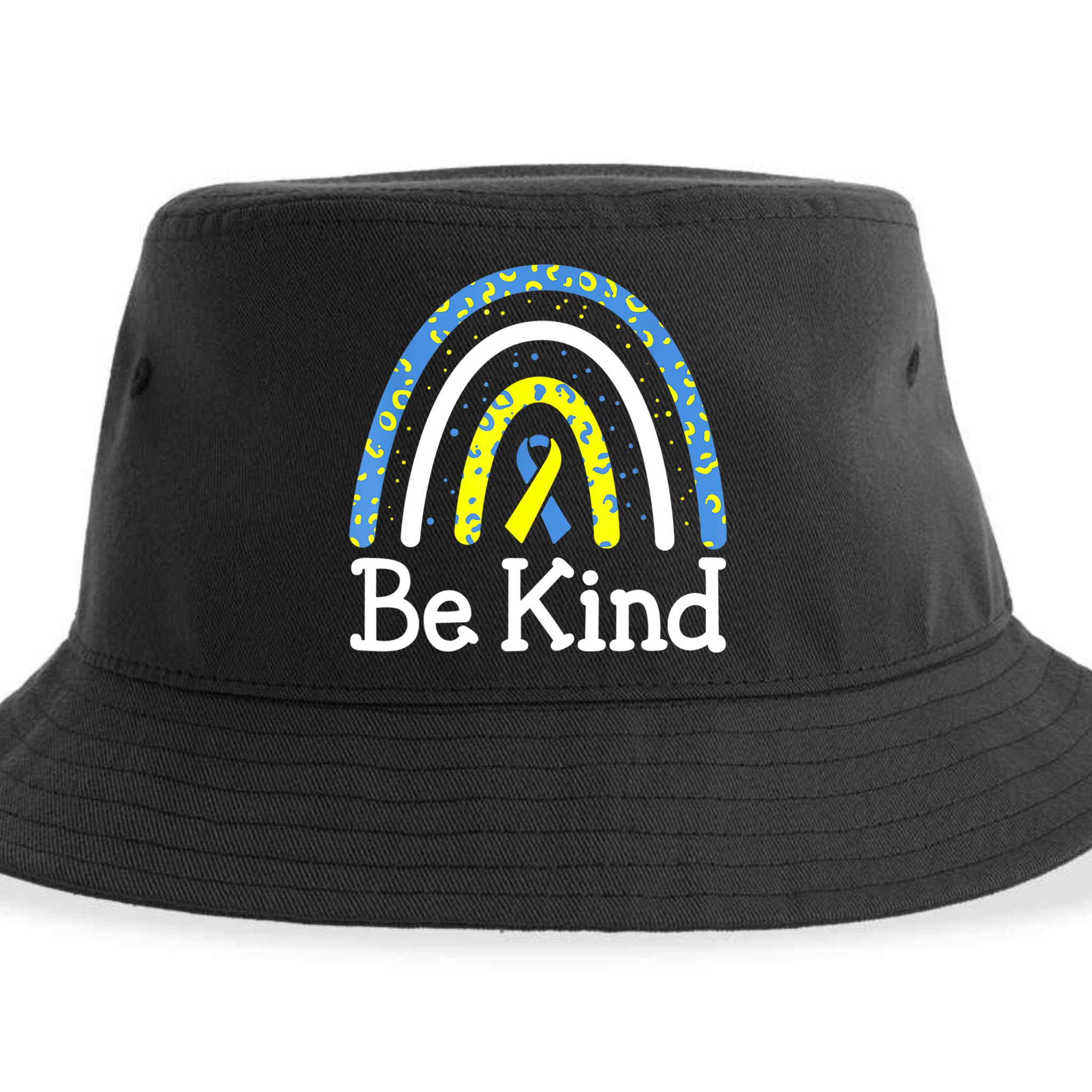 Be Kind Rainbow World Down Syndrome Awareness Day Sustainable Bucket Hat