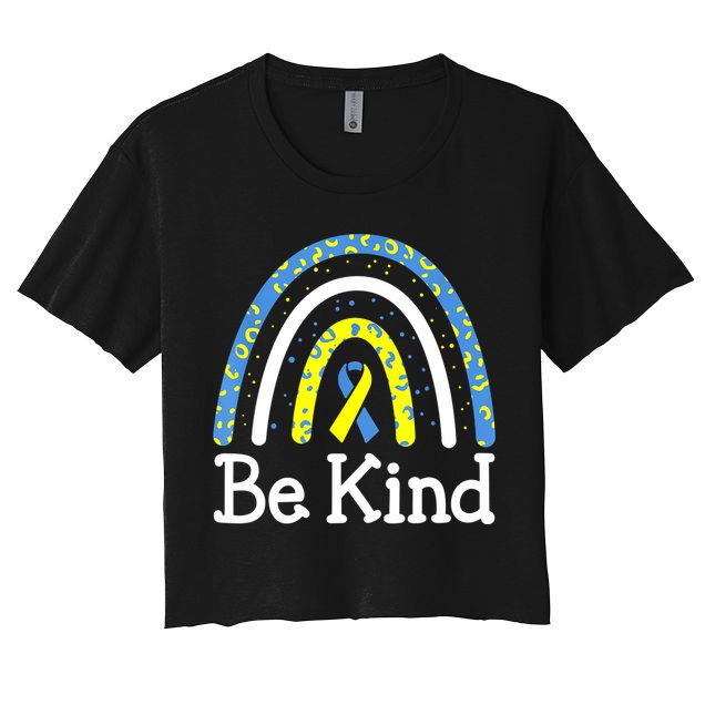 Be Kind Rainbow World Down Syndrome Awareness Day Crop Top