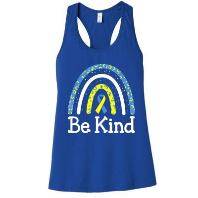 Be Kind Rainbow World Down Syndrome Awareness Day Women's Racerback Tank