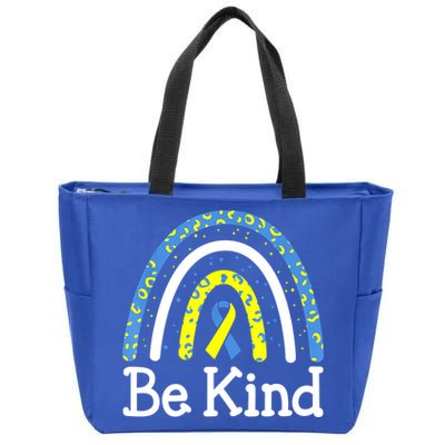 Be Kind Rainbow World Down Syndrome Awareness Day Zip Tote Bag