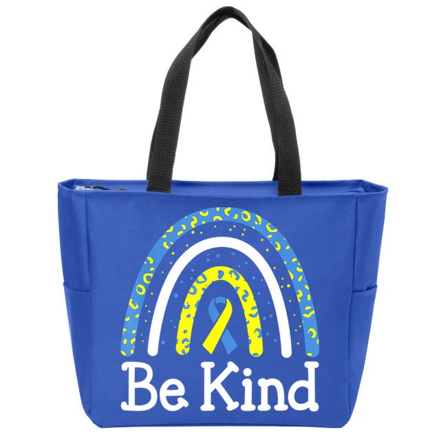 Be Kind Rainbow World Down Syndrome Awareness Day Zip Tote Bag