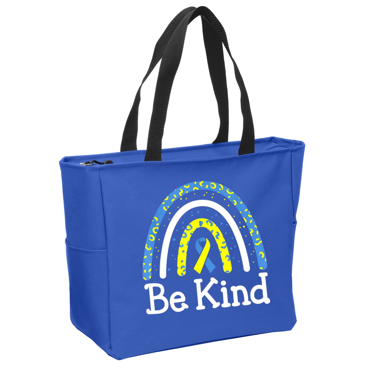 Be Kind Rainbow World Down Syndrome Awareness Day Zip Tote Bag