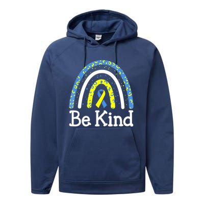 Be Kind Rainbow World Down Syndrome Awareness Day Performance Fleece Hoodie