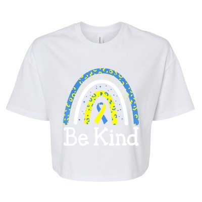 Be Kind Rainbow World Down Syndrome Awareness Day Bella+Canvas Jersey Crop Tee