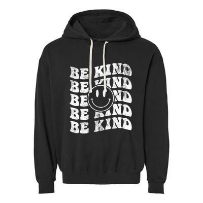 Be Kind Retro Happy Face Vintage Positivity Garment-Dyed Fleece Hoodie