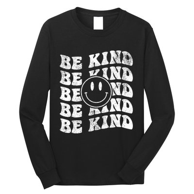 Be Kind Retro Happy Face Vintage Positivity Long Sleeve Shirt