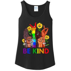 Be Kind Rainbow Sign Language LGBT Pride Equality Kindness Ladies Essential Tank