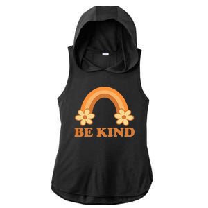 Be Kind Rainbow Retro Sunflower Ladies PosiCharge Tri-Blend Wicking Draft Hoodie Tank