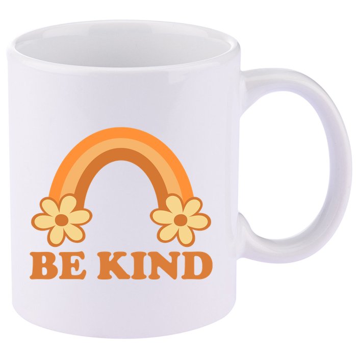 Be Kind Rainbow Retro Sunflower 11oz C Handle Ceramic Mug