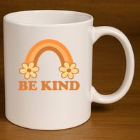 Be Kind Rainbow Retro Sunflower 11oz C Handle Ceramic Mug