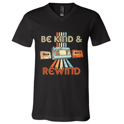 Be Kind & Rewind Vintage 90S Nostalgic 80S Throwback V-Neck T-Shirt