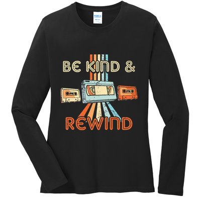 Be Kind & Rewind Vintage 90S Nostalgic 80S Throwback Ladies Long Sleeve Shirt
