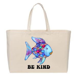 Be Kind Rainbow Fish Teacher Life Teaching Back To School Cotton Canvas Jumbo Tote