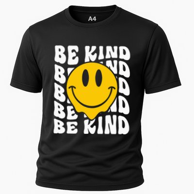 Be Kind Retro Groovy Cute Smile Happy Face Orange Unity Day Cooling Performance Crew T-Shirt