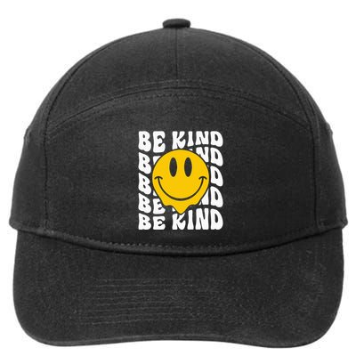 Be Kind Retro Groovy Cute Smile Happy Face Orange Unity Day 7-Panel Snapback Hat
