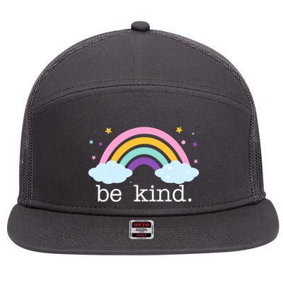 Be Kind Rainbow Star Colorful Cute 7 Panel Mesh Trucker Snapback Hat
