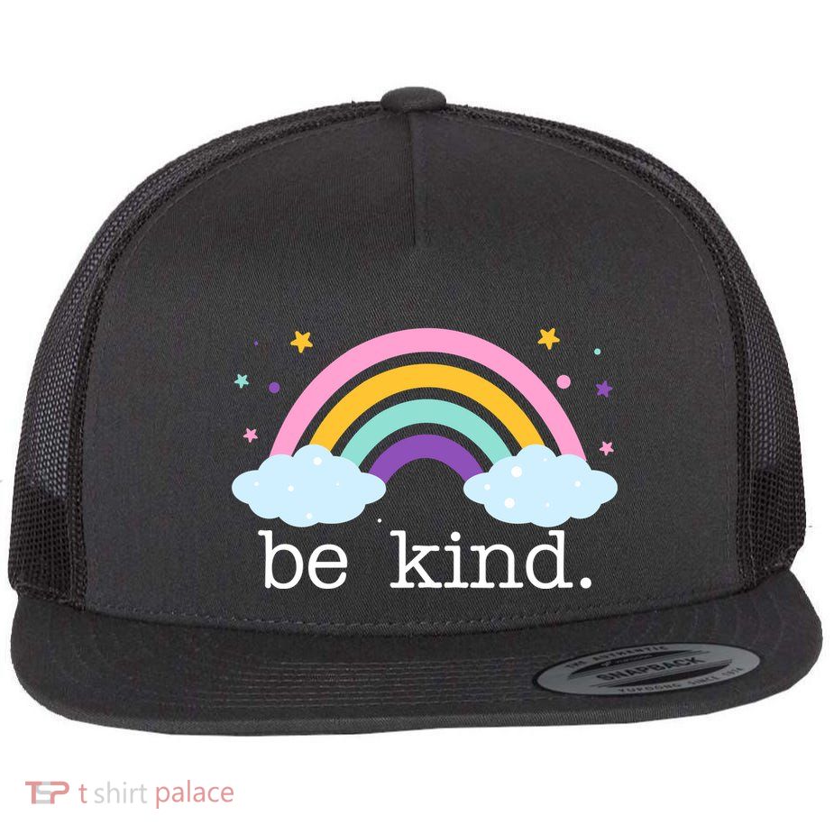 Be Kind Rainbow Star Colorful Cute Flatbill Hat