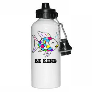 Be Kind Rainbow Fish Teacher Life Teaching Back To School Aluminum Water Bottle