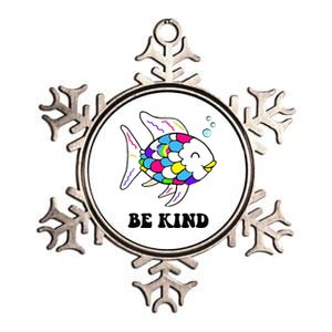 Be Kind Rainbow Fish Teacher Life Teaching Back To School Metallic Star Ornament