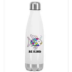 Be Kind Rainbow Fish Teacher Life Teaching Back To School Stainless Steel Insulated Water Bottle