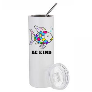 Be Kind Rainbow Fish Teacher Life Teaching Back To School Stainless Steel Tumbler