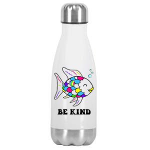 Be Kind Rainbow Fish Teacher Life Teaching Back To School Stainless Steel Insulated Water Bottle