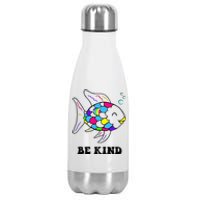 Be Kind Rainbow Fish Teacher Life Teaching Back To School Stainless Steel Insulated Water Bottle