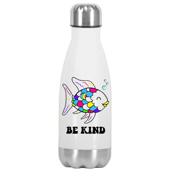 Be Kind Rainbow Fish Teacher Life Teaching Back To School Stainless Steel Insulated Water Bottle