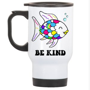 Be Kind Rainbow Fish Teacher Life Teaching Back To School Stainless Steel Travel Mug