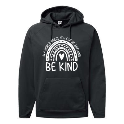 Be Kind Rainbow Orange Unity Day Anti Bullying Performance Fleece Hoodie