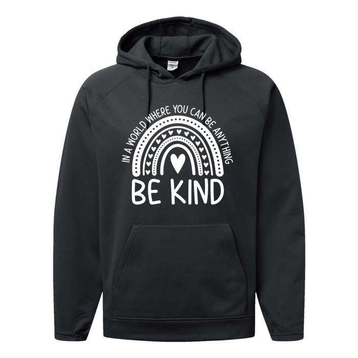 Be Kind Rainbow Orange Unity Day Anti Bullying Performance Fleece Hoodie