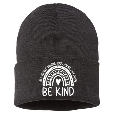 Be Kind Rainbow Orange Unity Day Anti Bullying Sustainable Knit Beanie