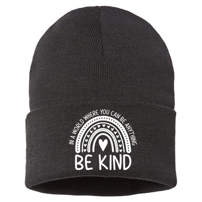 Be Kind Rainbow Orange Unity Day Anti Bullying Sustainable Knit Beanie