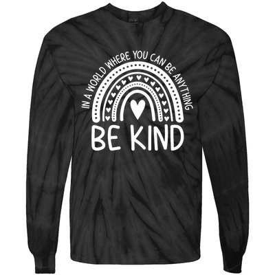 Be Kind Rainbow Orange Unity Day Anti Bullying Tie-Dye Long Sleeve Shirt