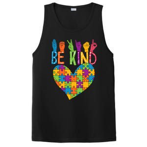 Be Kind Sign Language Heart Puzzle Piece Teachers Asl Autism Meaningful Gift PosiCharge Competitor Tank