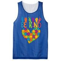 Be Kind Sign Language Heart Puzzle Piece Teachers Asl Autism Meaningful Gift Mesh Reversible Basketball Jersey Tank