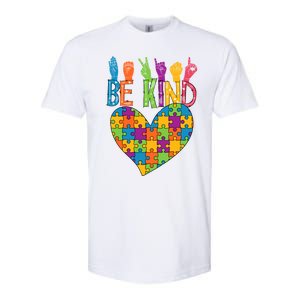 Be Kind Sign Language Heart Puzzle Piece Teachers Asl Autism Meaningful Gift Softstyle CVC T-Shirt