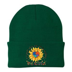 Be Kind Sunflower Autism Mom Dad Wo kid Autism Awareness Knit Cap Winter Beanie