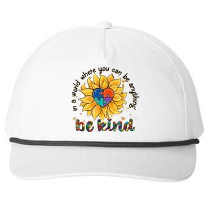 Be Kind Sunflower Autism Mom Dad Wo kid Autism Awareness Snapback Five-Panel Rope Hat