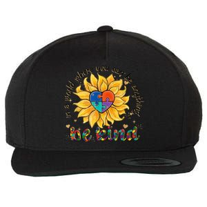 Be Kind Sunflower Autism Mom Dad Wo kid Autism Awareness Wool Snapback Cap