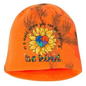 Be Kind Sunflower Autism Mom Dad Wo kid Autism Awareness Kati - Camo Knit Beanie