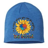 Be Kind Sunflower Autism Mom Dad Wo kid Autism Awareness Sustainable Beanie