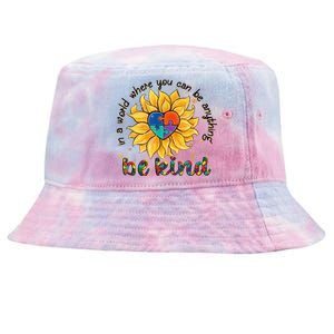 Be Kind Sunflower Autism Mom Dad Wo kid Autism Awareness Tie-Dyed Bucket Hat