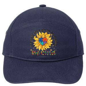 Be Kind Sunflower Autism Mom Dad Wo kid Autism Awareness 7-Panel Snapback Hat