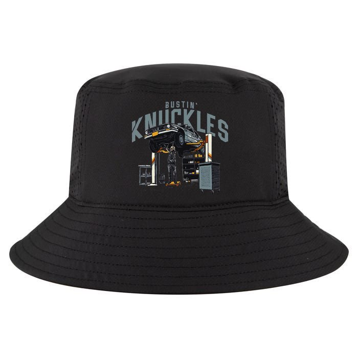 Bustin Knuckles Skeleton Auto Mechanic Humor Cool Comfort Performance Bucket Hat