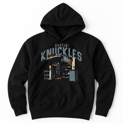Bustin Knuckles Skeleton Auto Mechanic Humor Hoodie