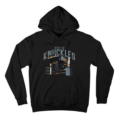 Bustin Knuckles Skeleton Auto Mechanic Humor Hoodie