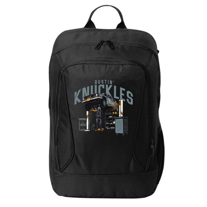 Bustin Knuckles Skeleton Auto Mechanic Humor City Backpack