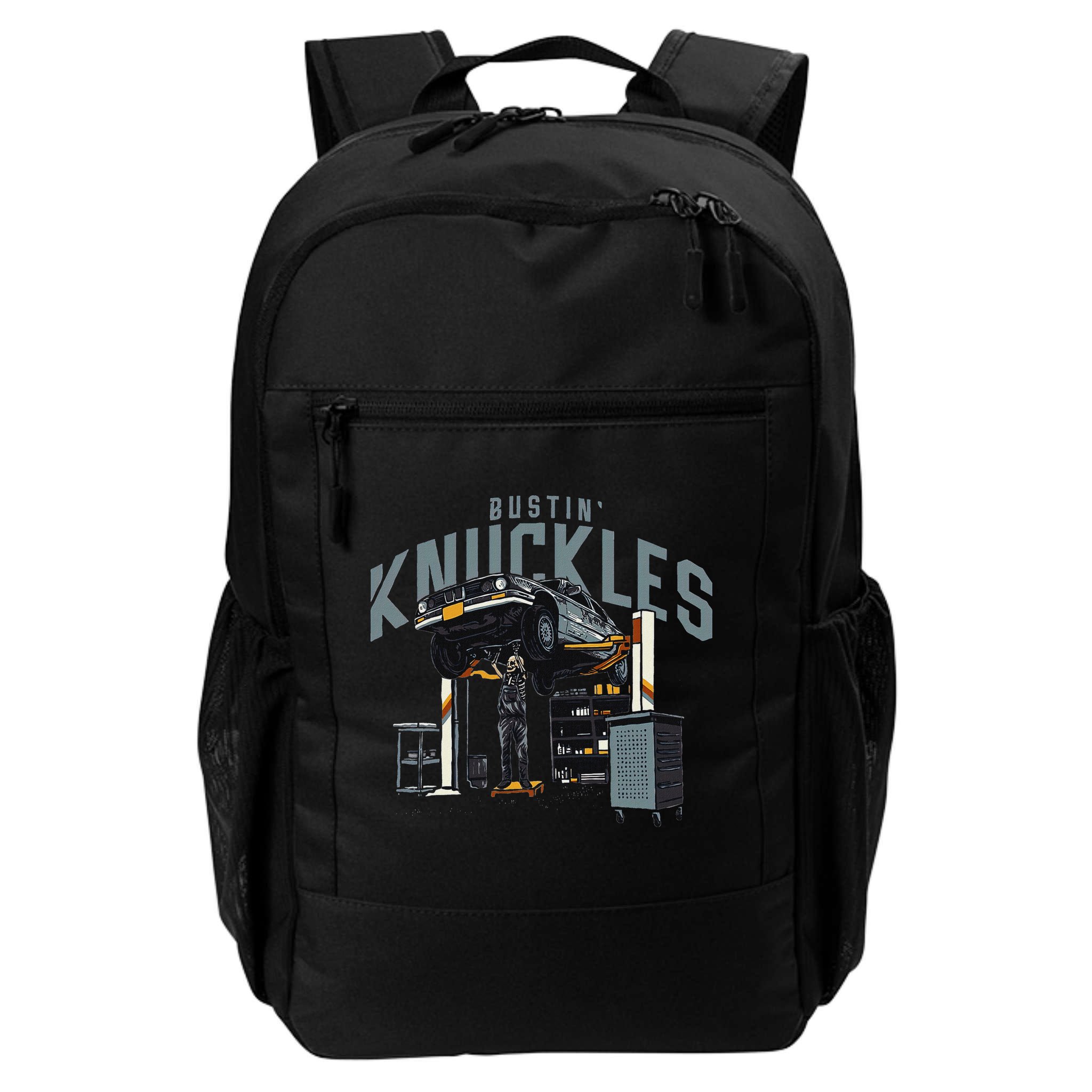 Bustin Knuckles Skeleton Auto Mechanic Humor Backpack